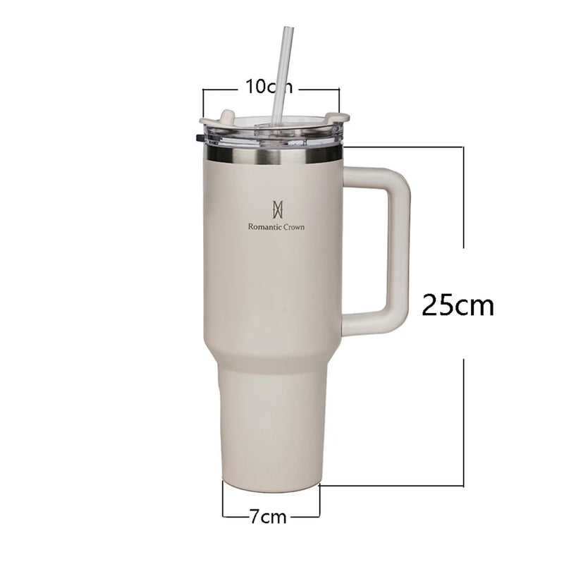 Copo Térmica 1,2l Inox Com Alça Canudo E Tampa Vedada