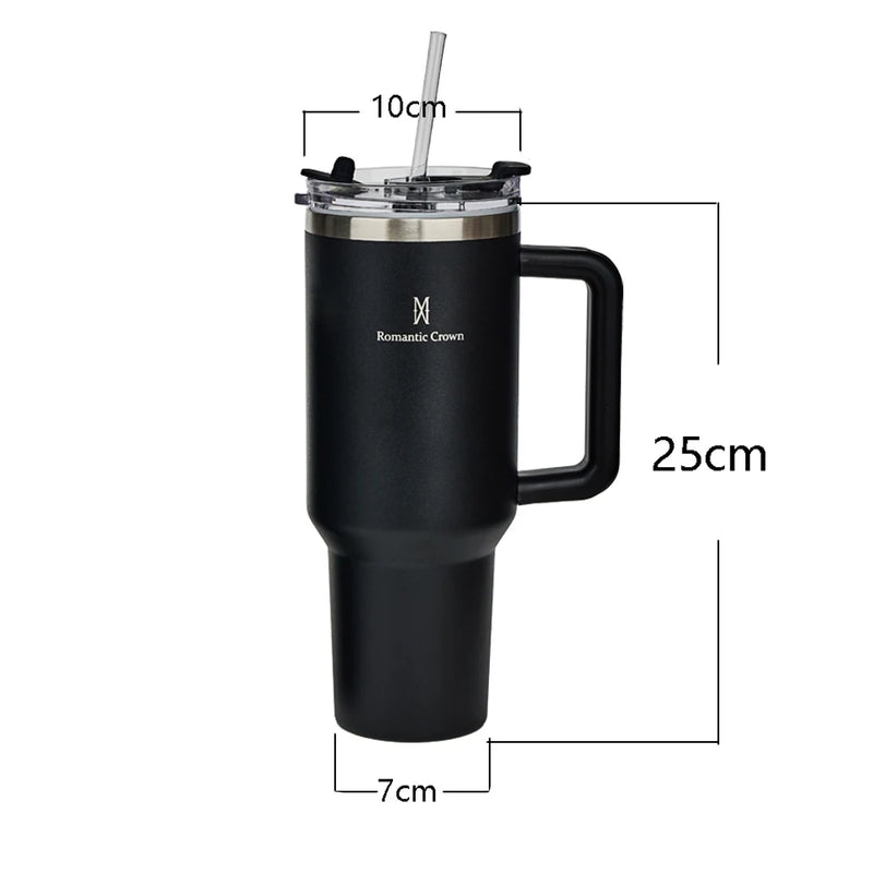 Copo Térmica 1,2l Inox Com Alça Canudo E Tampa Vedada