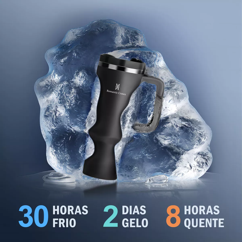 Copo Térmica 1,2l Inox Com Alça Canudo E Tampa Vedada